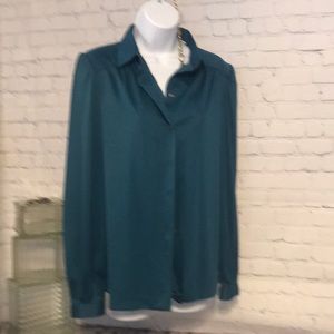 Vintage 80’s teal button down blouse